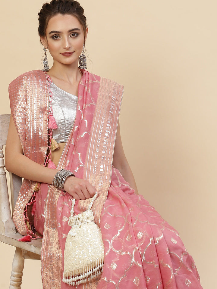 Gota Work Organza Woven Saree