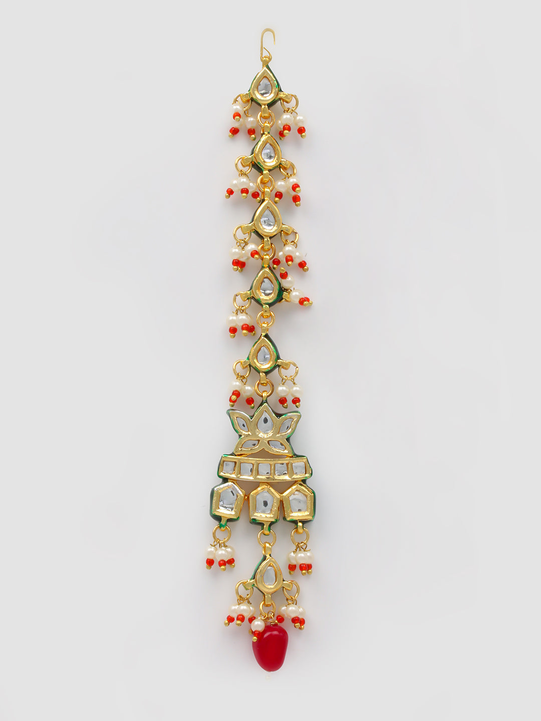 Kundan Work Necklace Set With Earring &amp; Mang Tika