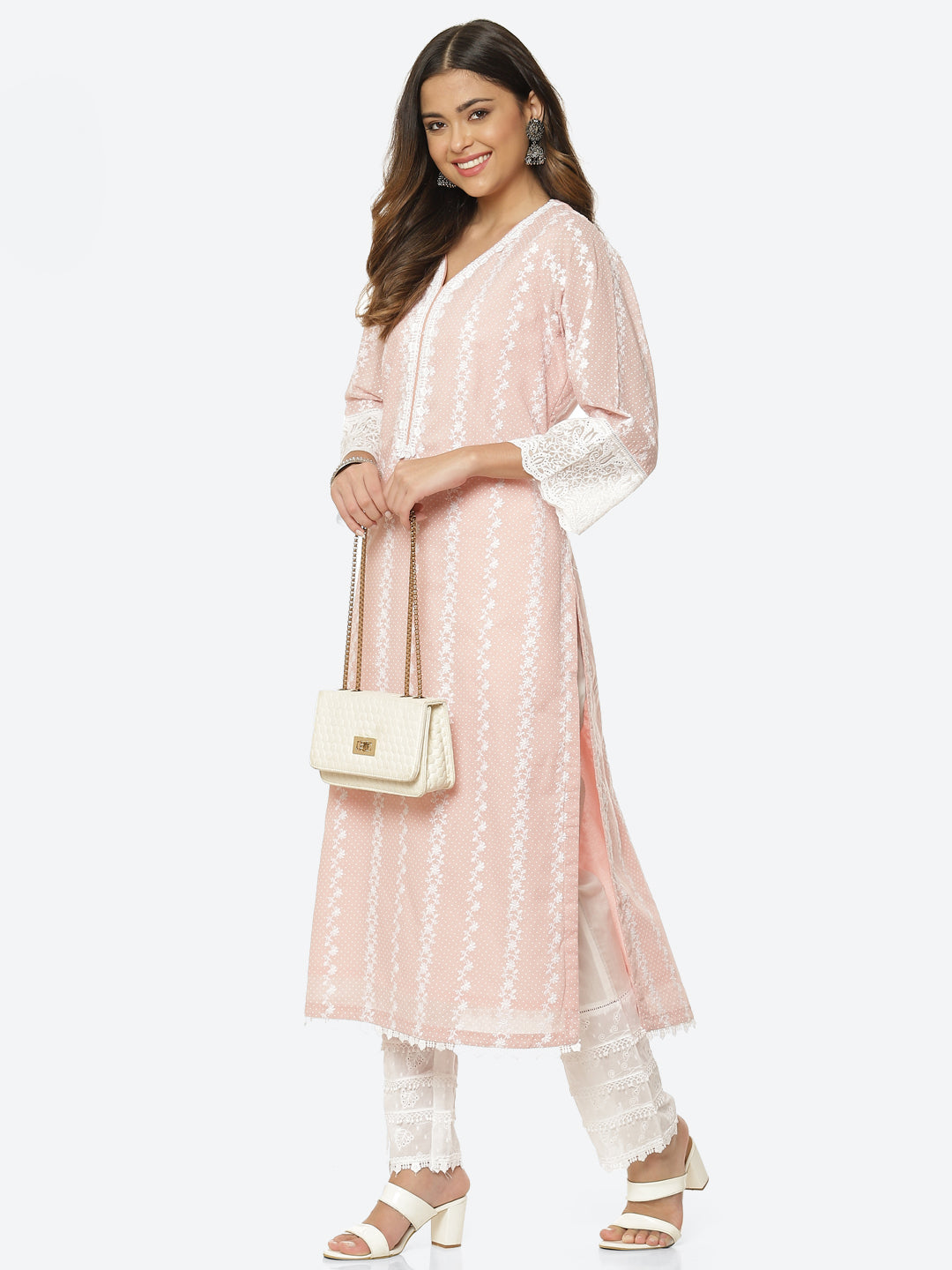Printed Booti Chanderi Kurta With Pant