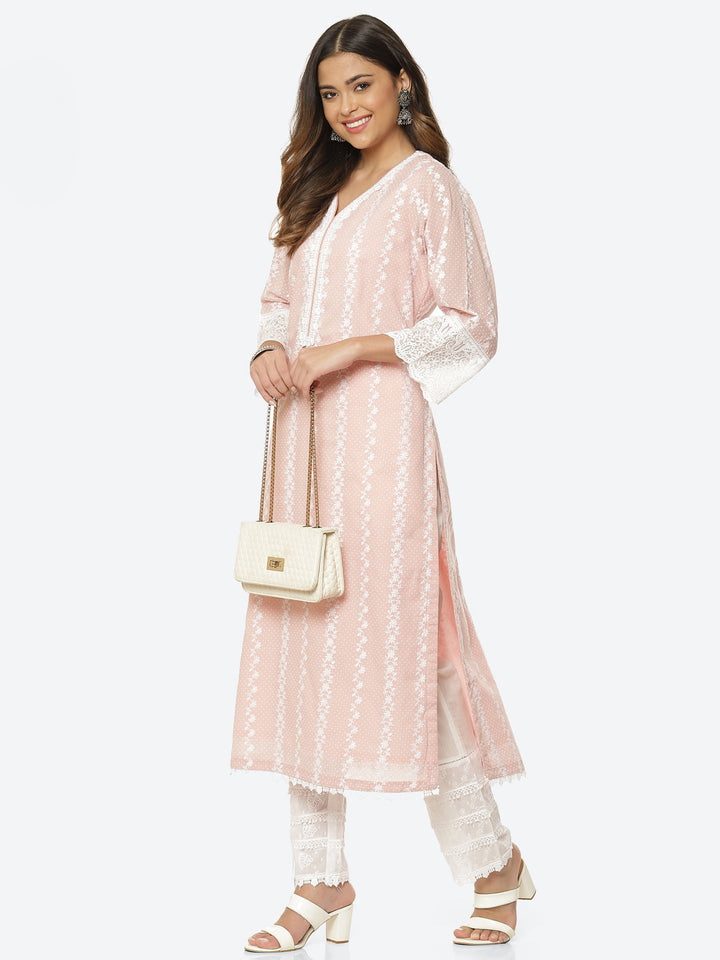 Printed Booti Chanderi Kurta With Pant