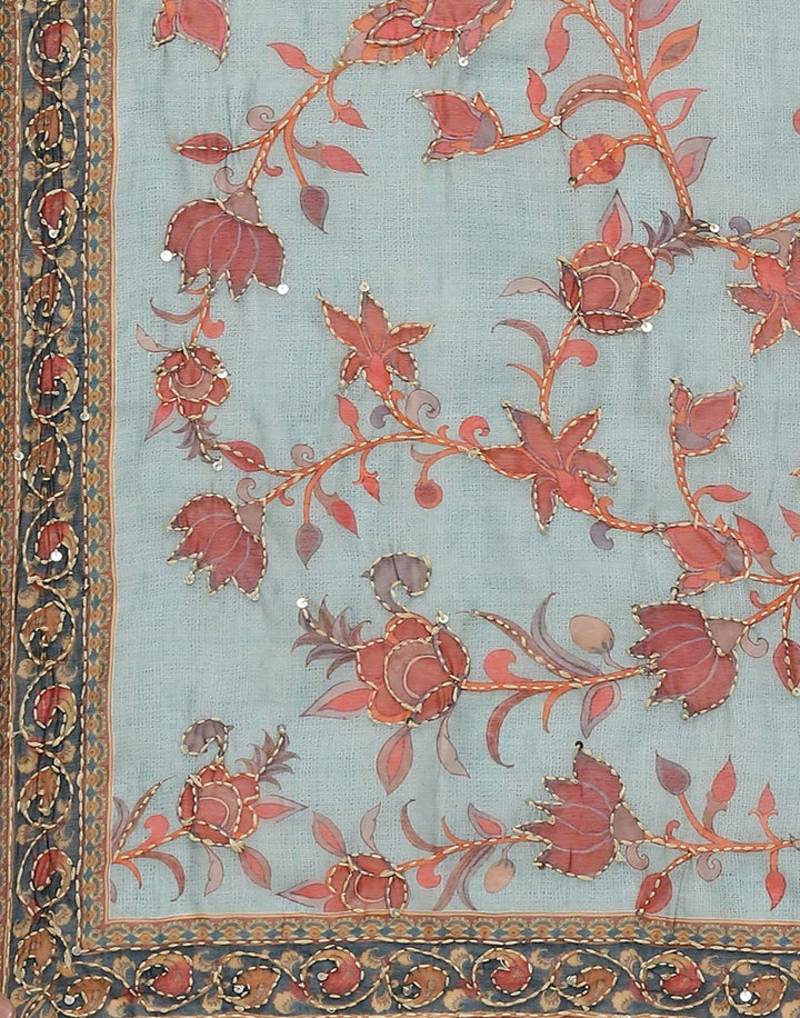 Chanderi Embroidered Suit Piece with fancy dupatta