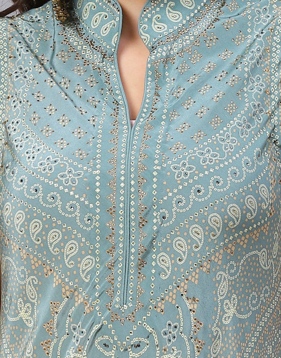 Aqua Crepe Digital Printed Dress