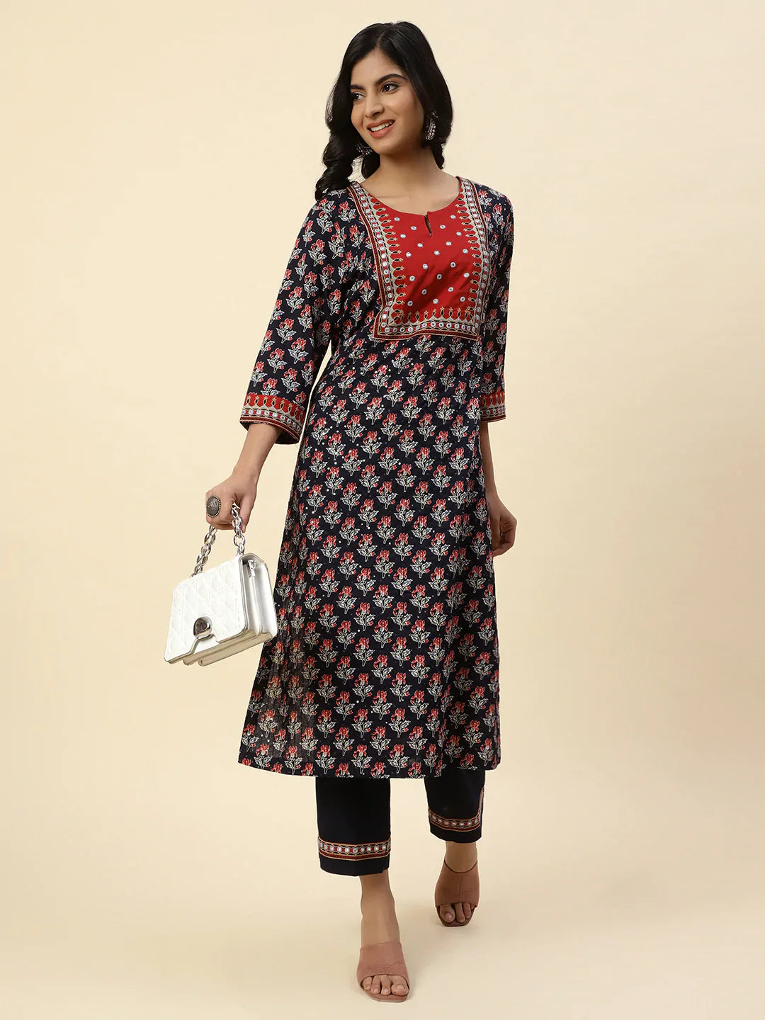 Printed Cotton Kurta With Pants
