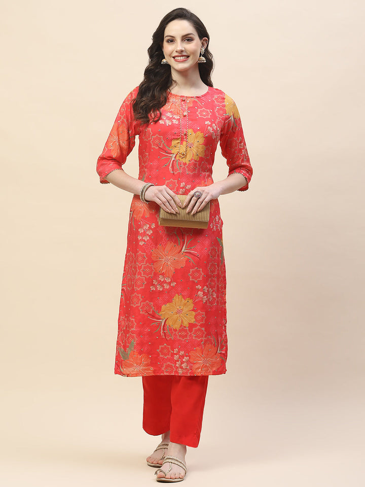 Printed Cotton Kurta With Pants