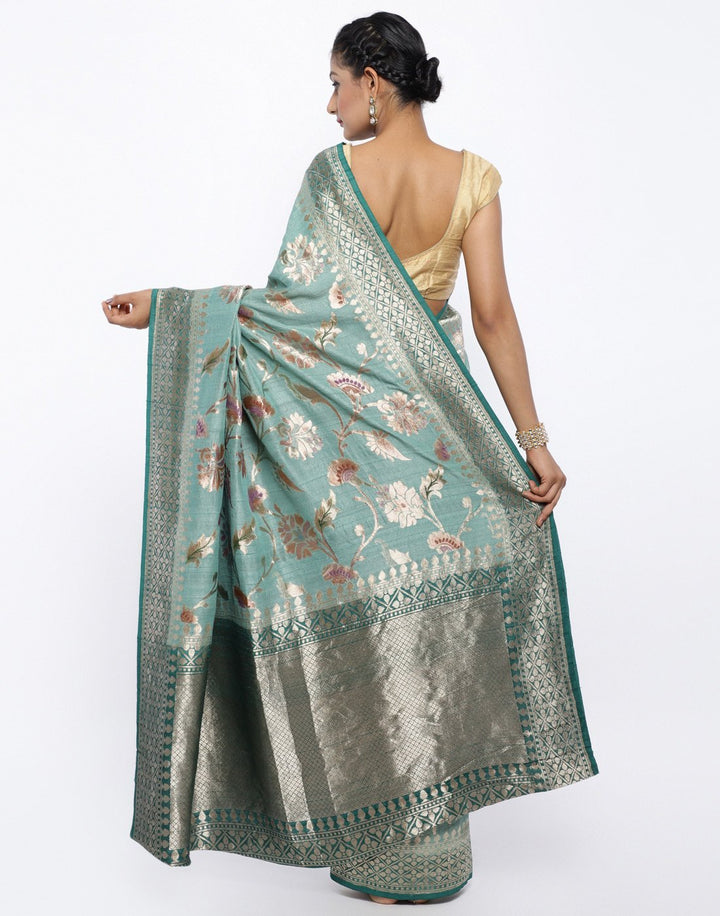 Grey Banarasi Woven Saree
