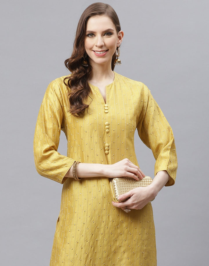 Straight Chanderi Cotton Kurta with Plazzo Pants