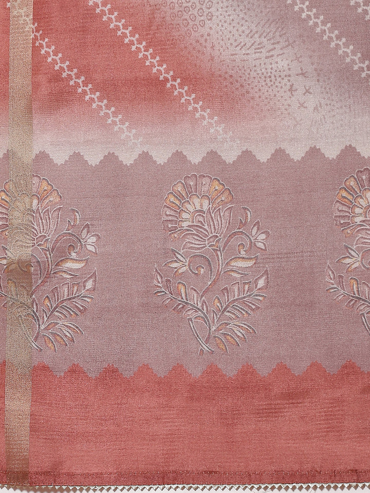 Neck Embroidered Art Tussar Unstitched Suit Piece With Dupatta
