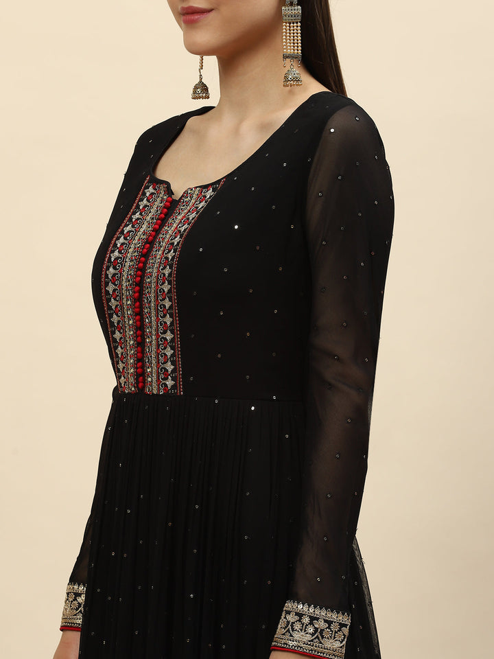 Resham Mirror Booti Georgette Kurta With Churidar &amp; Dupatta