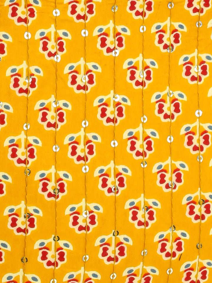Mustard Printed Cotton Clutch