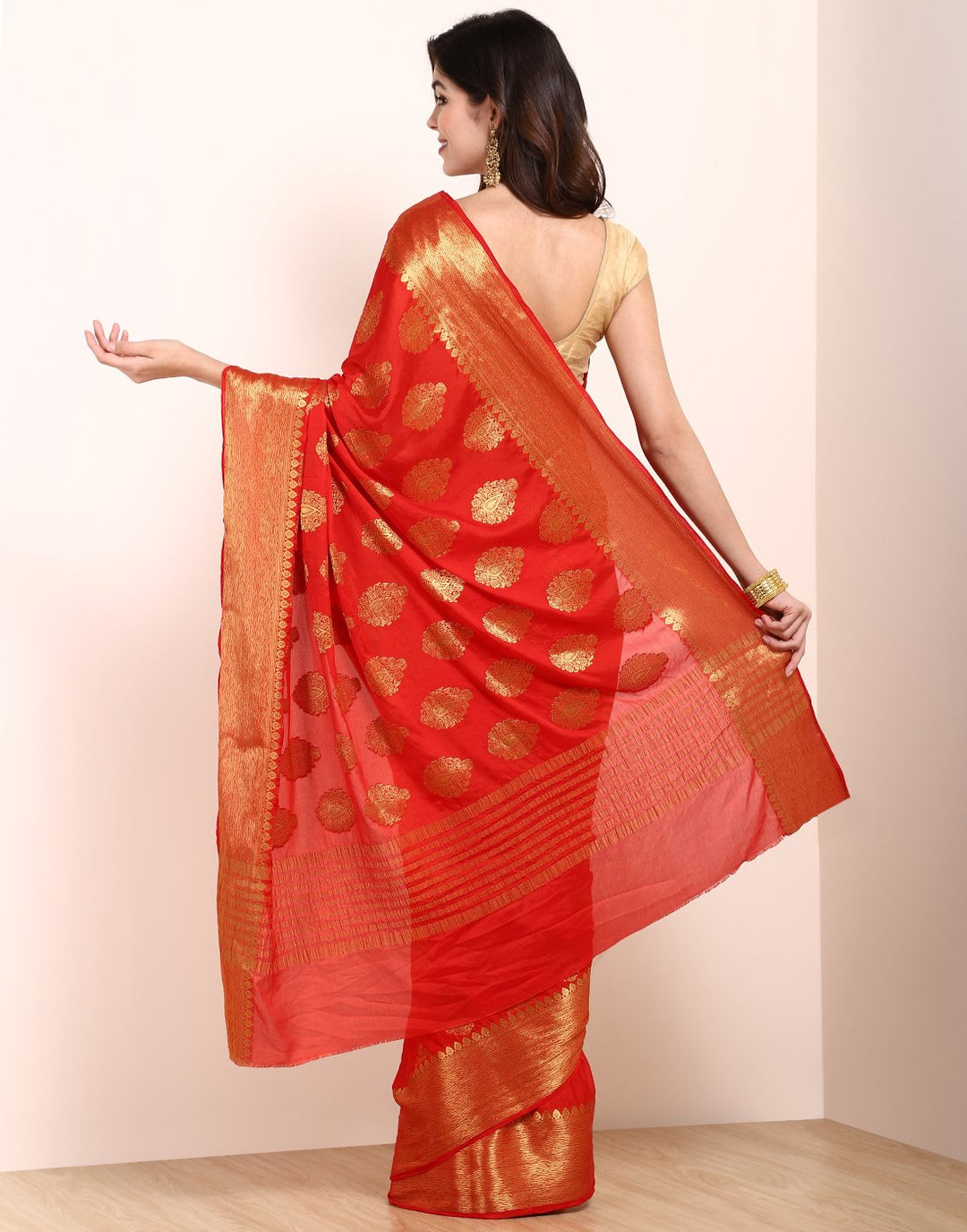 MBZ Meena Bazaar-Purple Art Crape Saree