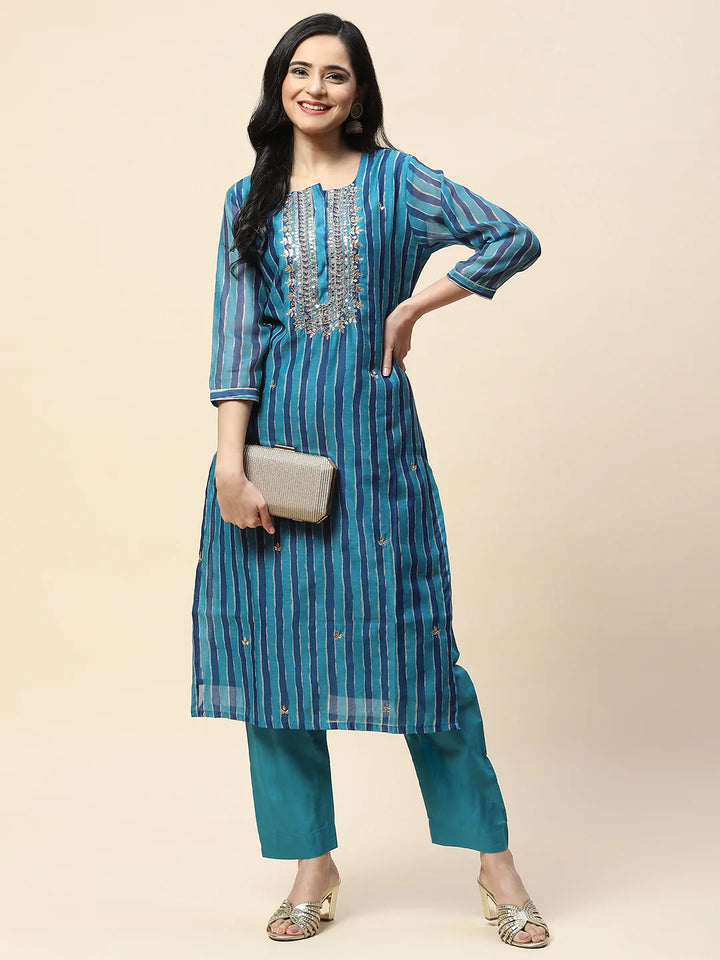 Gota Work Chanderi Kurta With Pants