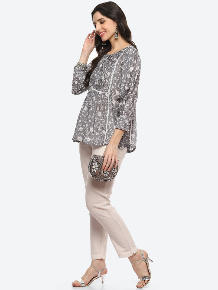 Floral Printed Muslin Kurti