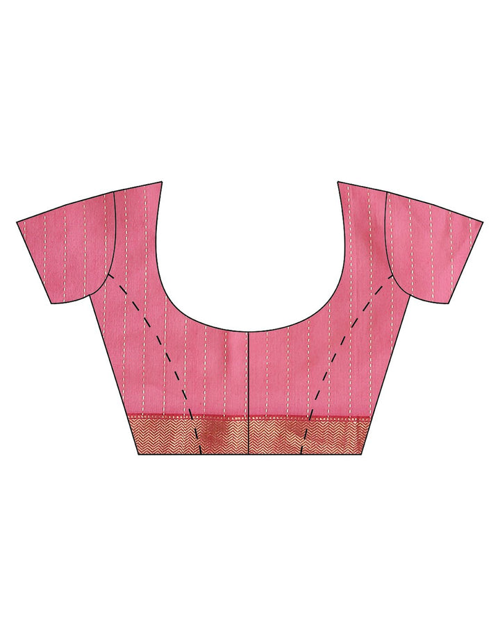 Woven Cotton Pink and Lake Blue Saree