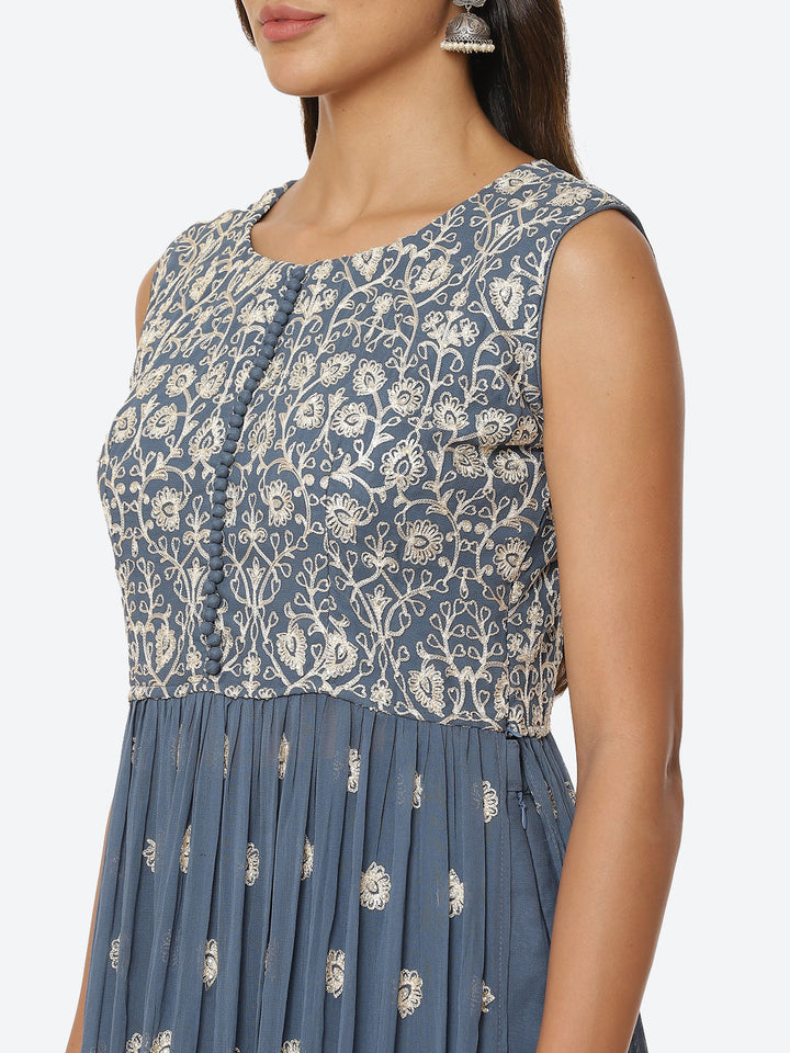 Resham Booti Georgette Kurta With Palazzo &amp; Dupatta