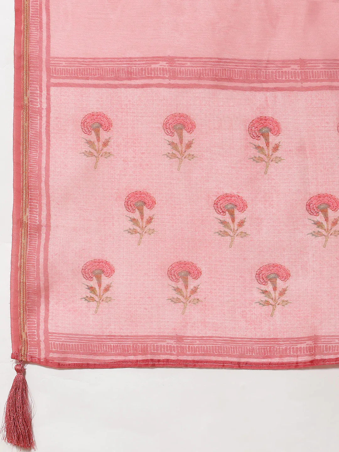 Floral Printed Chanderi Unstitched Suit Piece With Dupatta