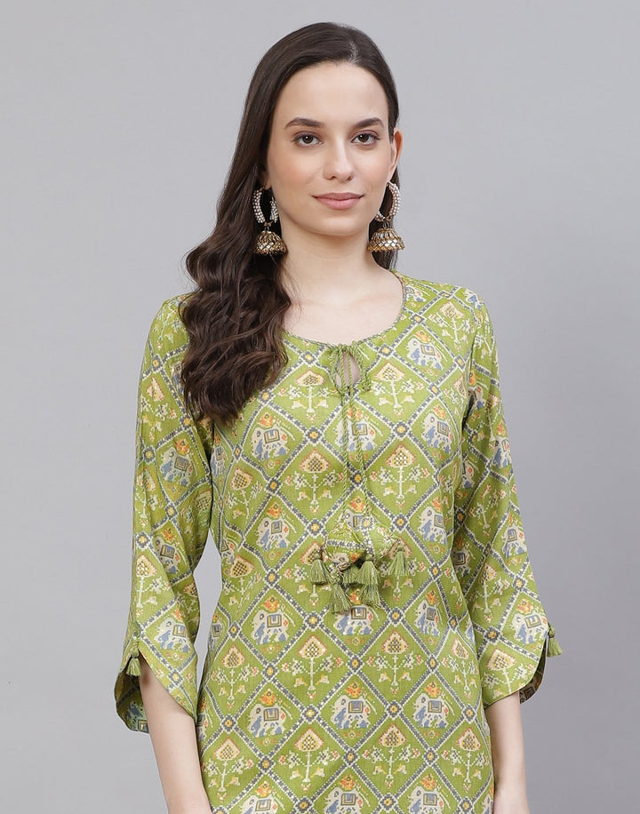 Printed Rayon Kurti With Pant