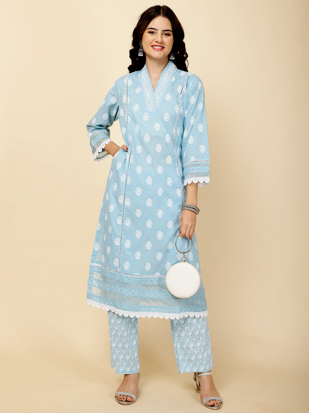 Abstract Printed Cotton Kurta With Pants