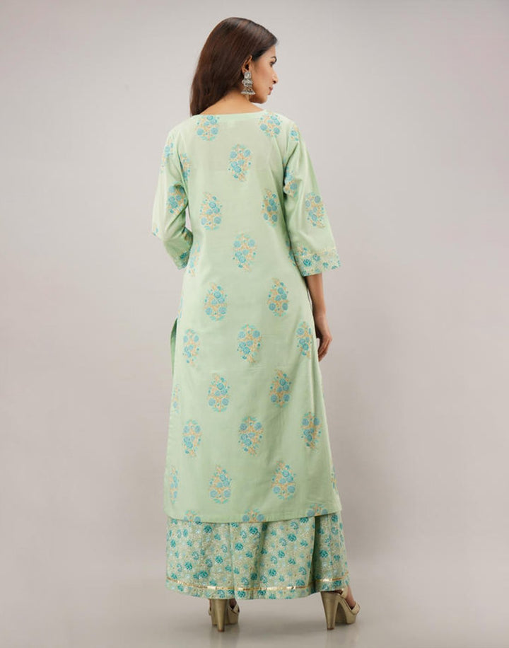 Printed Cotton Kurti With Plazzo