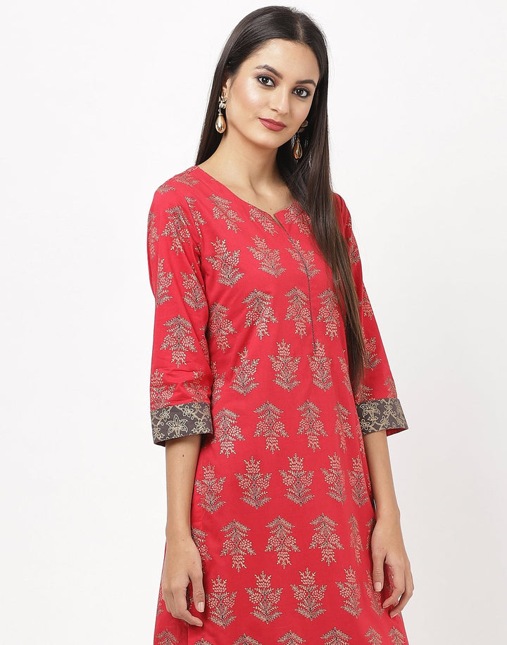 Red Cotton Kurti