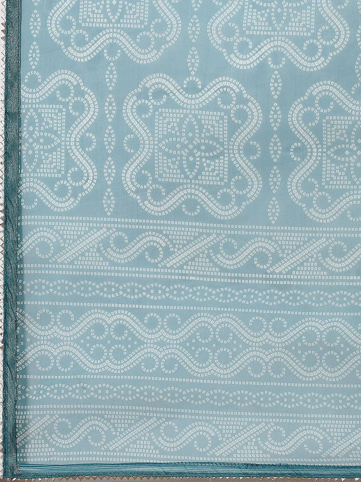 Bandhani Printed Organza Unstitched Suit Piece With Dupatta
