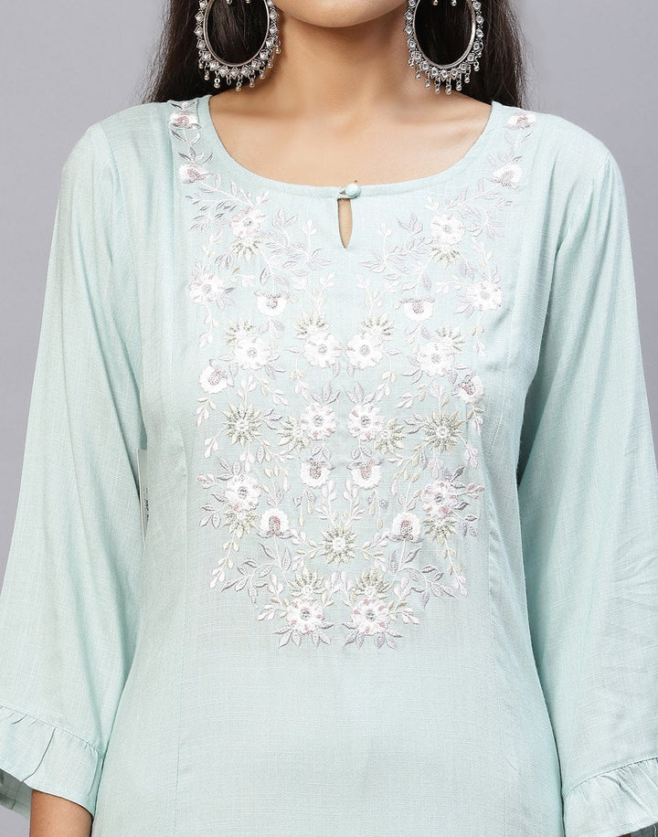 Cotton Embroidered Plain Kurti