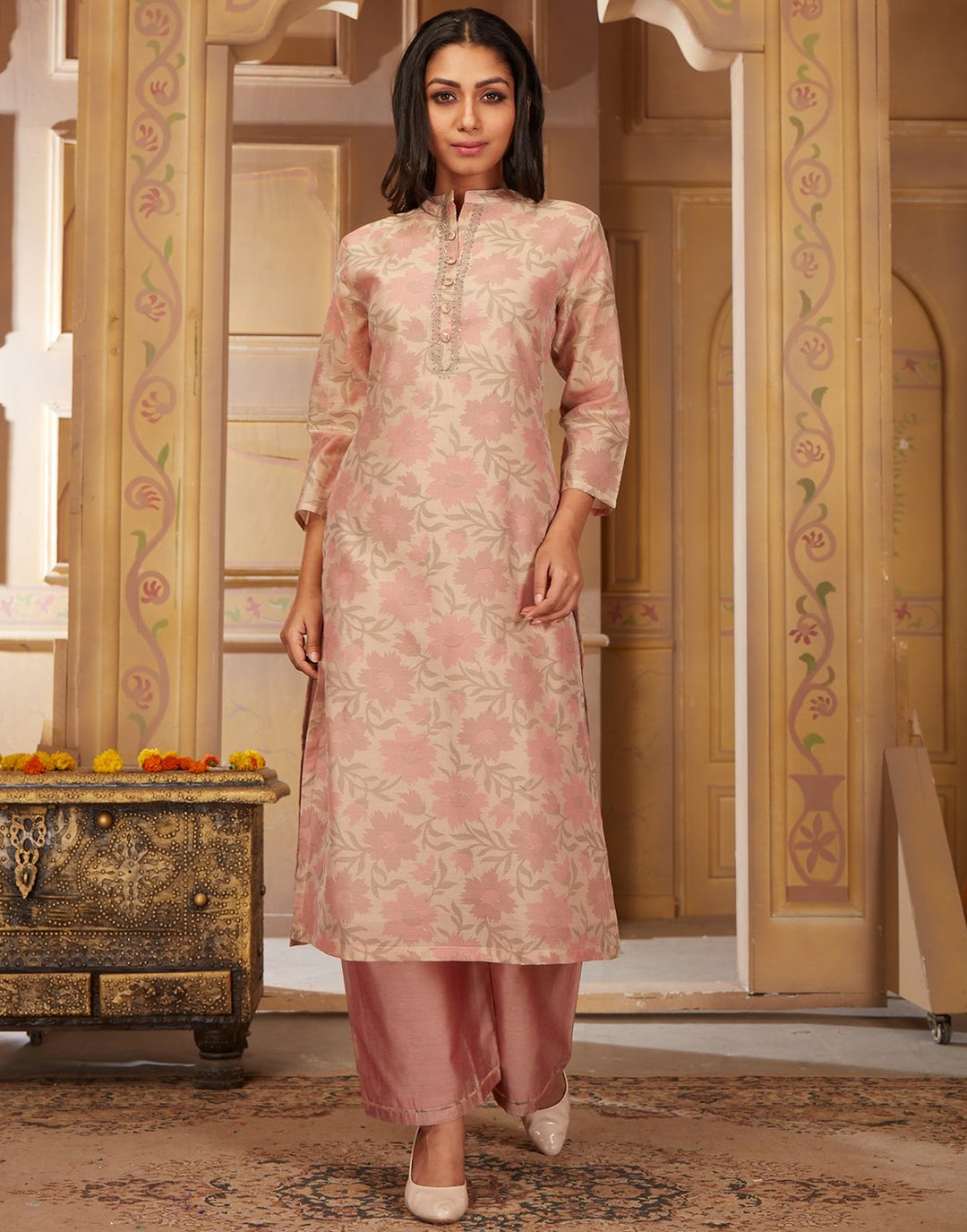 Cotton Chanderi Kurta with Plazzo
