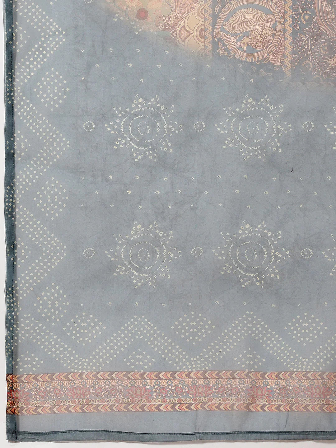Neck Embroidered &amp; Printed Chanderi Unstitched Suit Piece With Dupatta