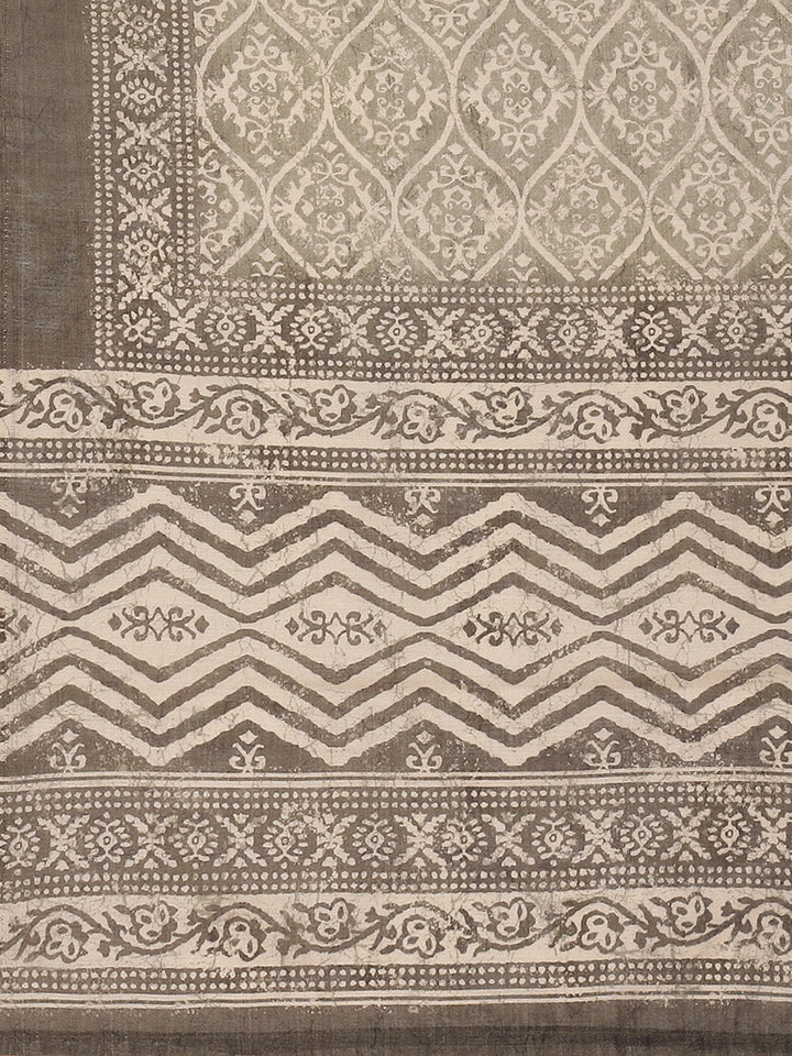 Printed Chanderi Unstitched Suit Piece With Dupatta