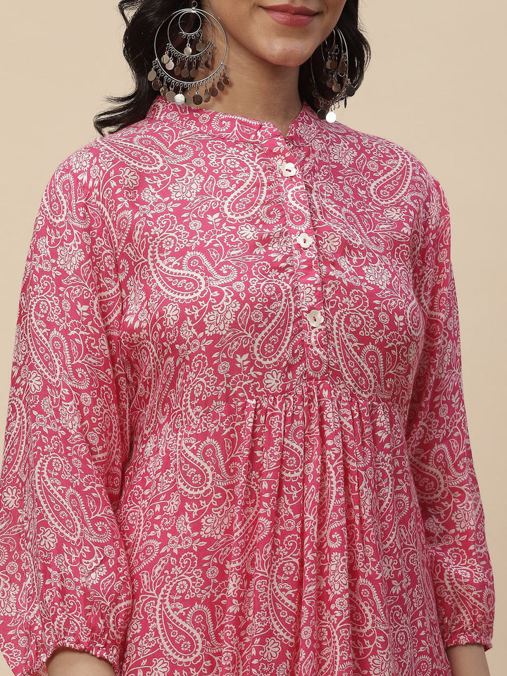 Printed Muslin Kurta With Printed Pants