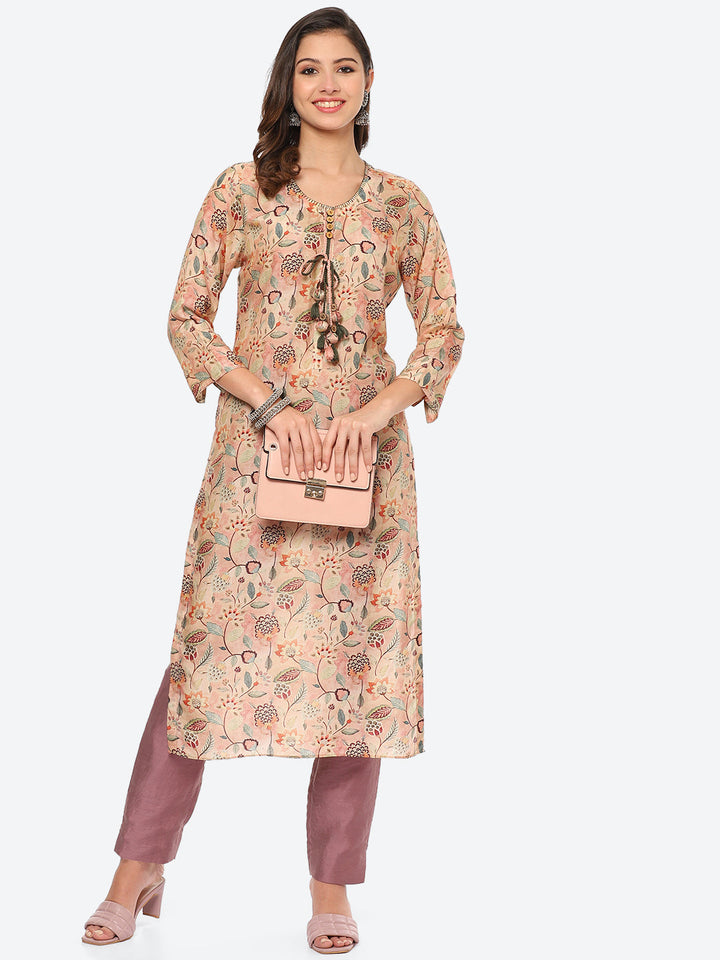 Floral Printed Muslin Kurta
