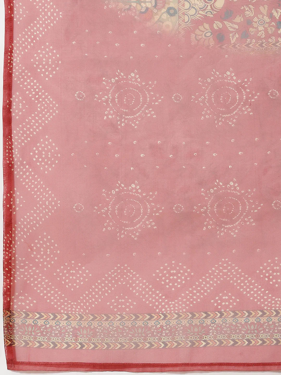 Neck Embroidered &amp; Printed Chanderi Unstitched Suit Piece With Dupatta