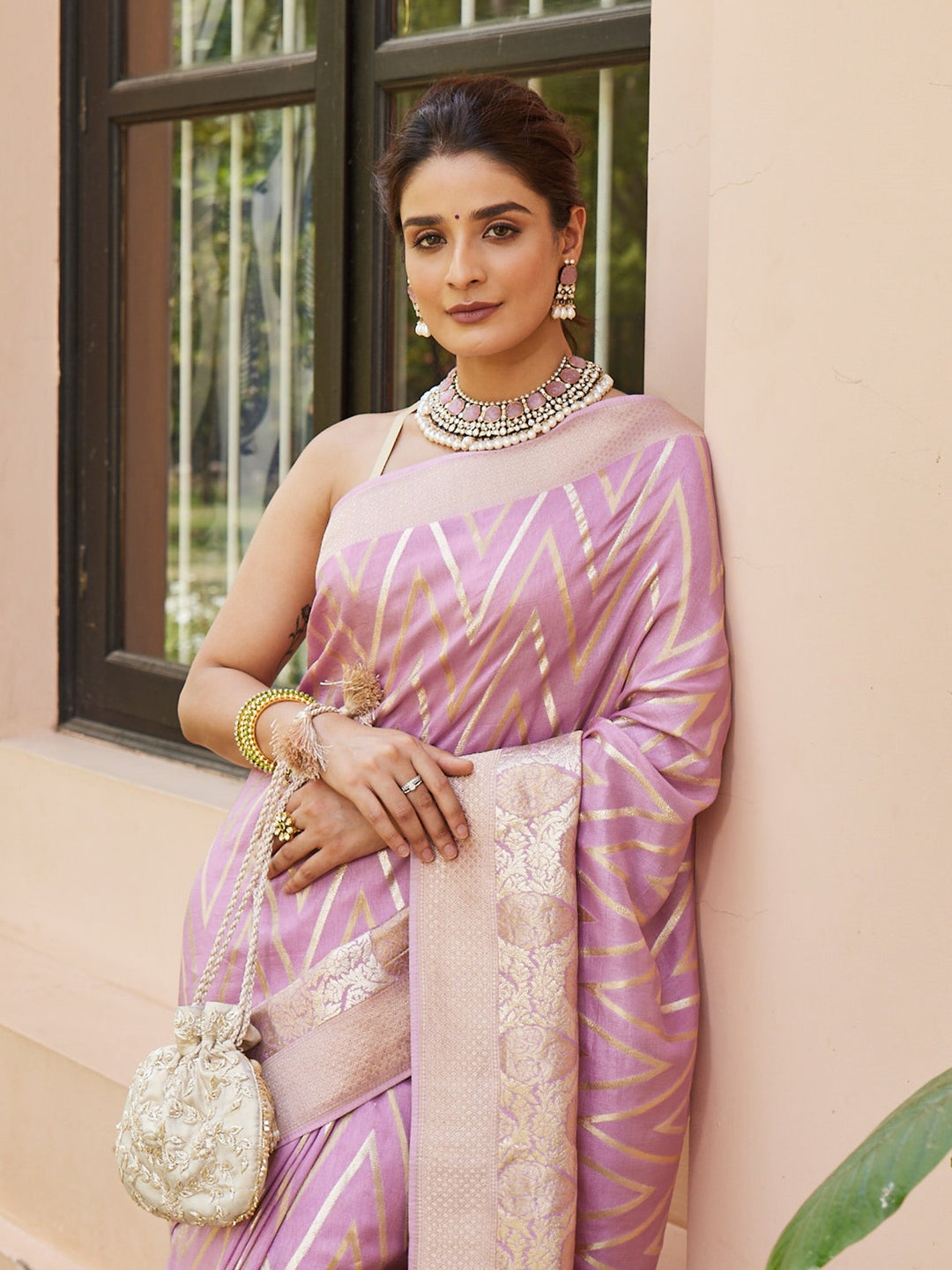 Zari Jaal Banarsi Plain Saree