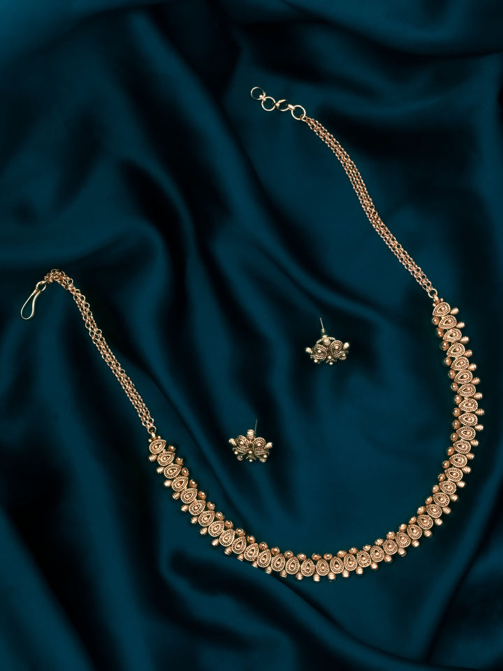 Gold Plated Necklace With Earrings