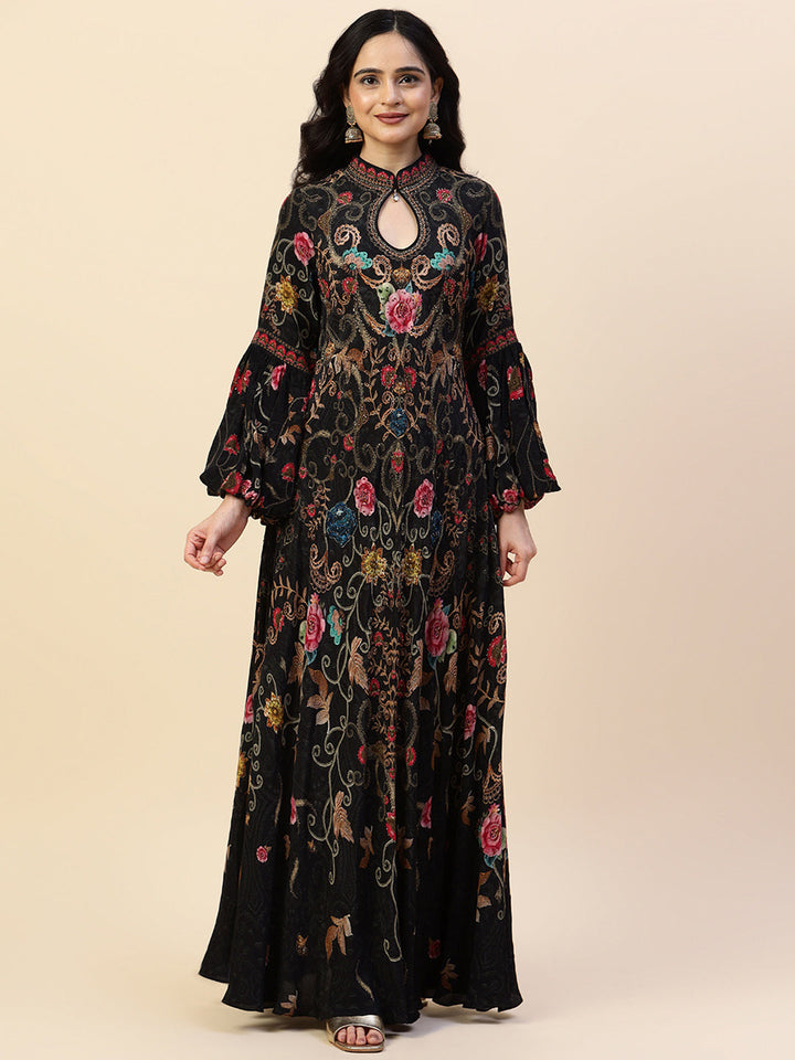 Digital Printed Crepe Gown