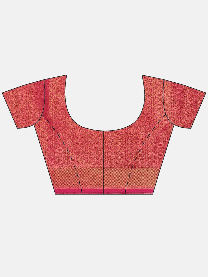 Brocade Zari Jaal Art Handloom Saree with contrast Blouse