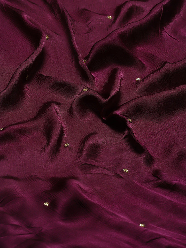 Cutdana Embroidered Chinnon Saree