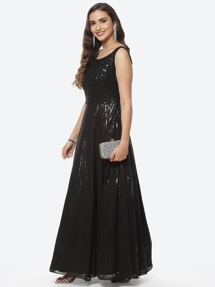 Sequin Georgette Long Dress
