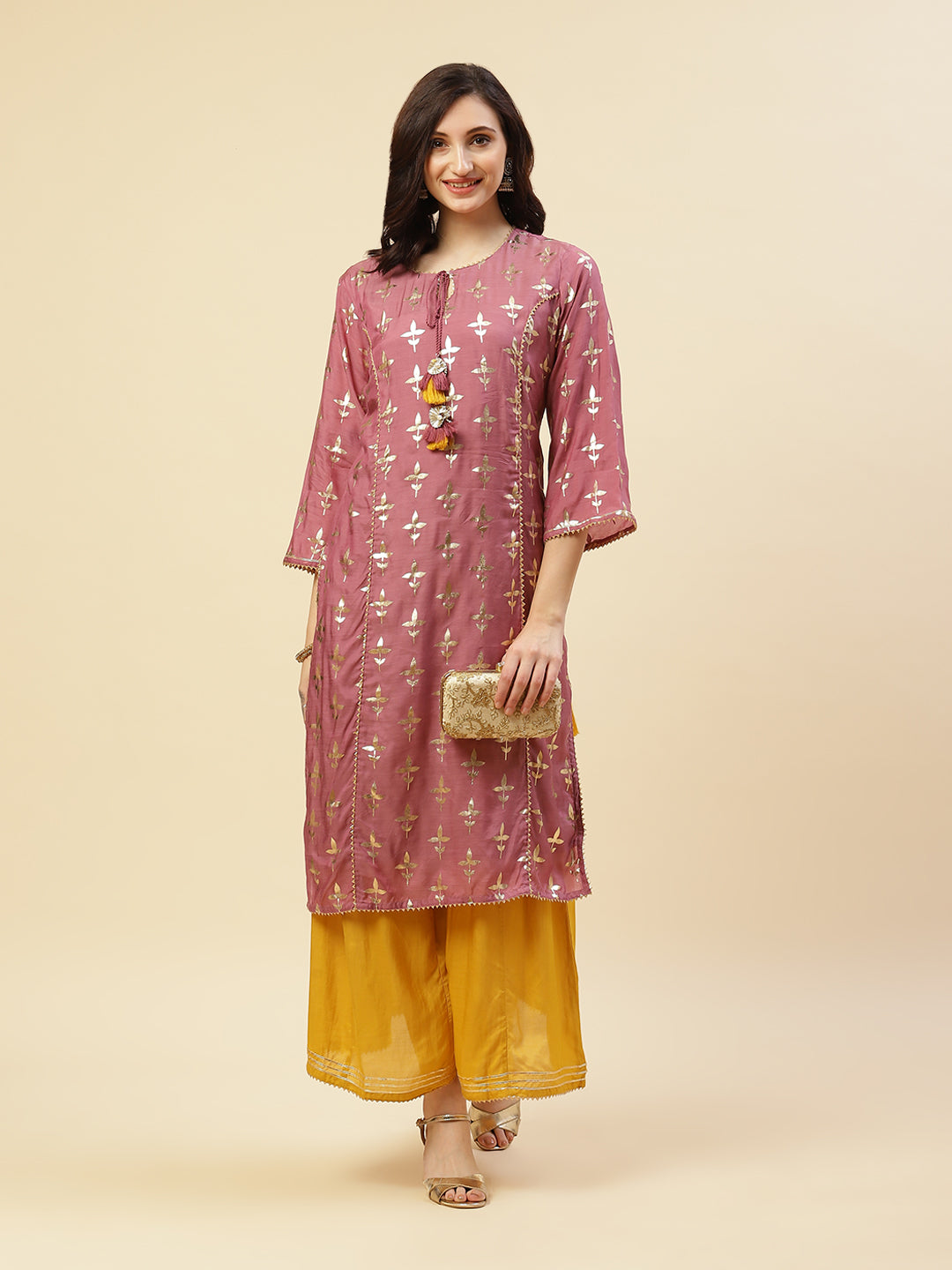 Printed Cotton Muslin Kurti With Palazzo