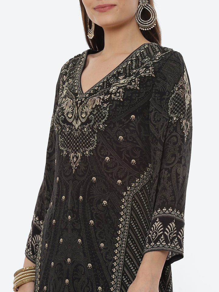 Digital Printed Crepe Kurta With Sharara &amp; Georgette Dupatta