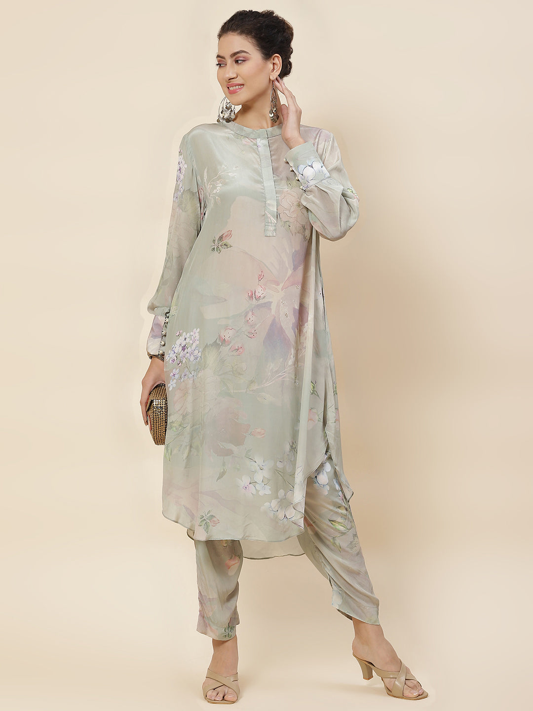 Printed Crepe Kurta With Pants