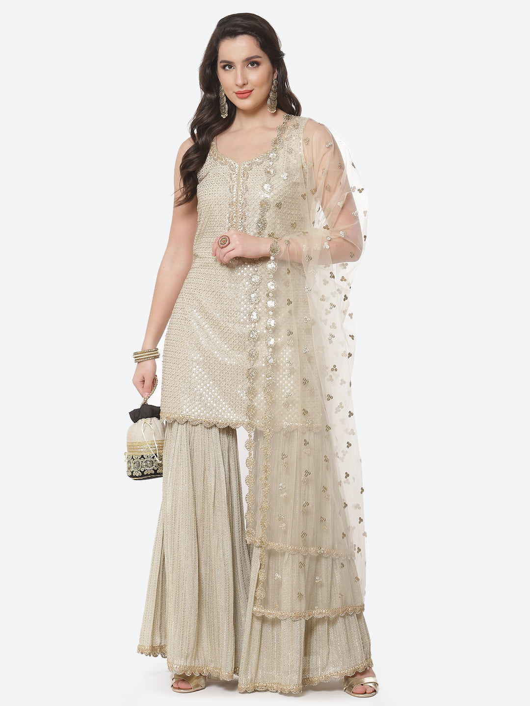 Sequenece Georgette Stitched Salwar Kameez With Net Dupatta