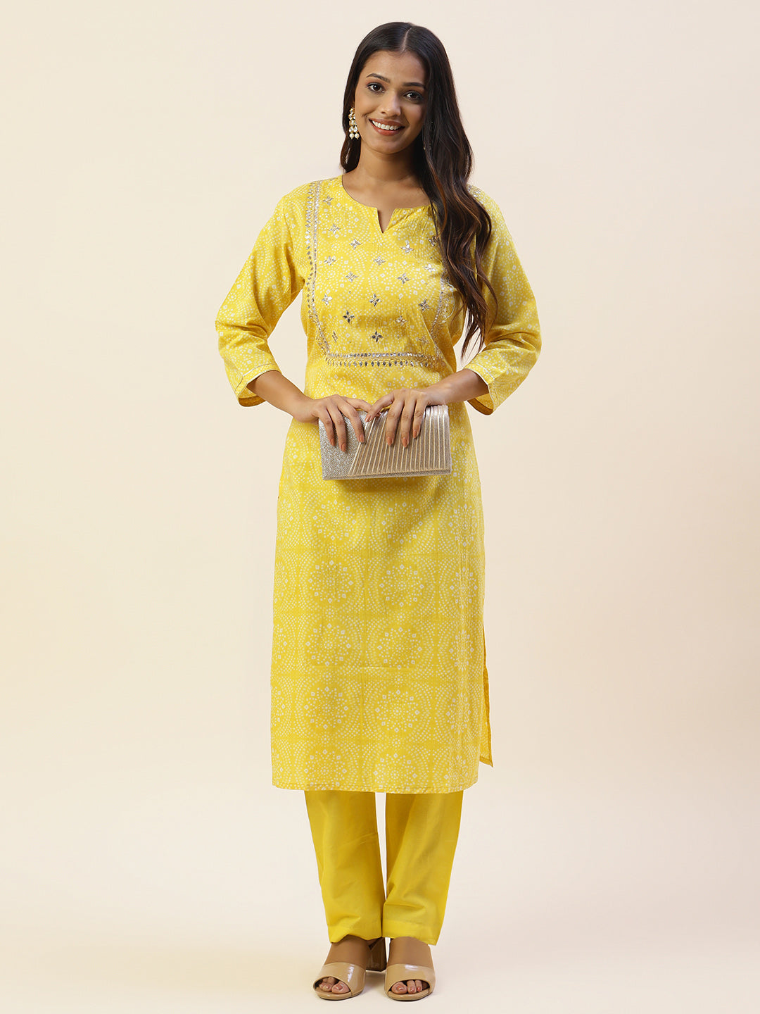 Printed Cotton Kurta With Pants
