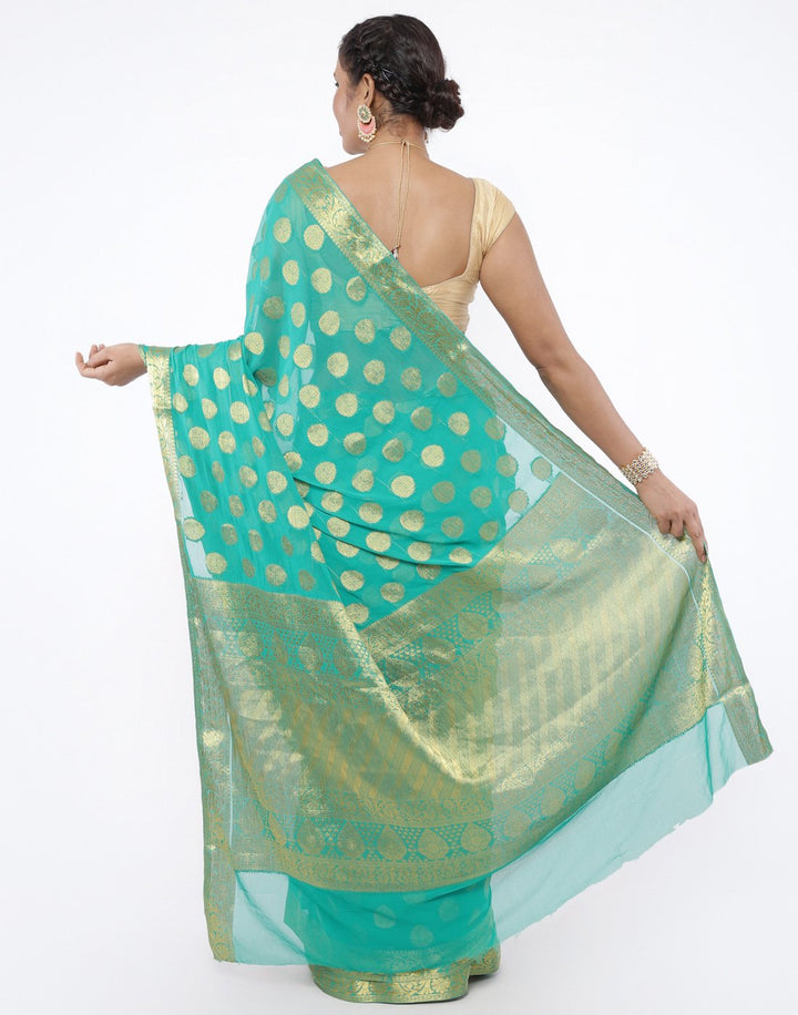 MBZ Meena Bazaar-Art Chiffon Saree with Border Booti