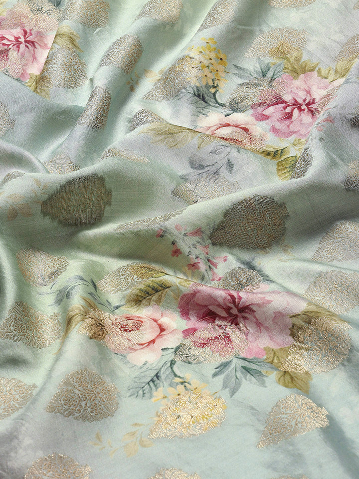Digital Floral Printed Tussar Saree