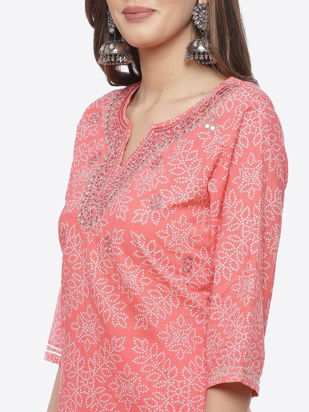 Resham Mirror Booti Cotton Stitched Salwar Kameez With Chiffon Dupatta