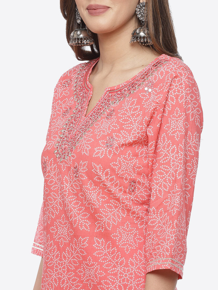 Resham Mirror Booti Cotton Stitched Salwar Kameez With Chiffon Dupatta