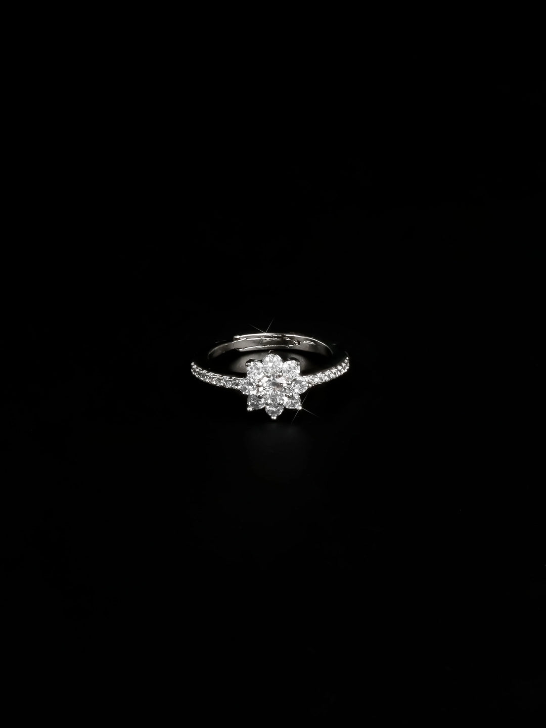 Silver &amp; White AD Stone Ring