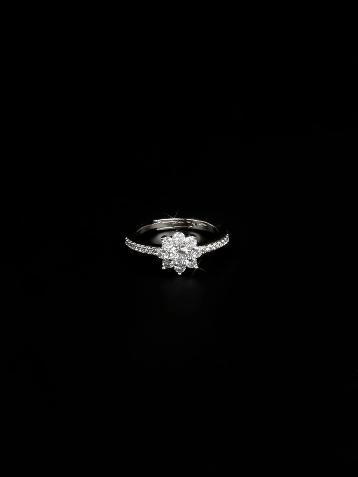 Silver &amp; White AD Stone Ring