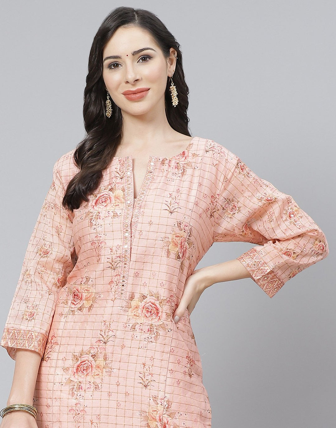 Chanderi Kurti with Straight Pant