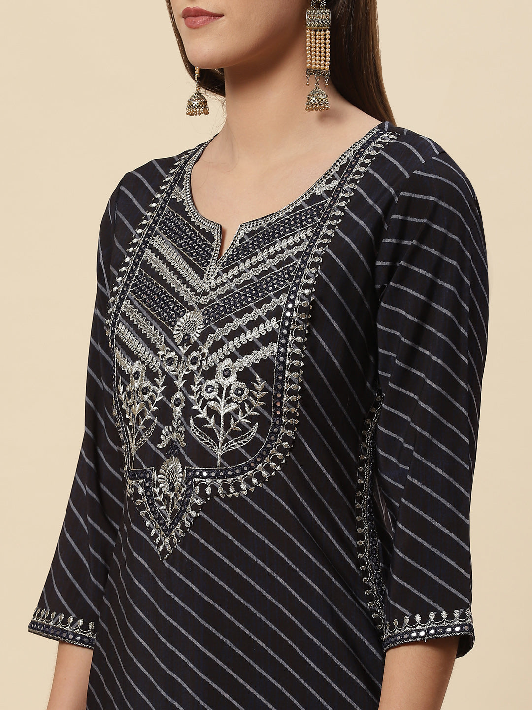 Printed Cotton Kurta With Pants &amp; Dupatta